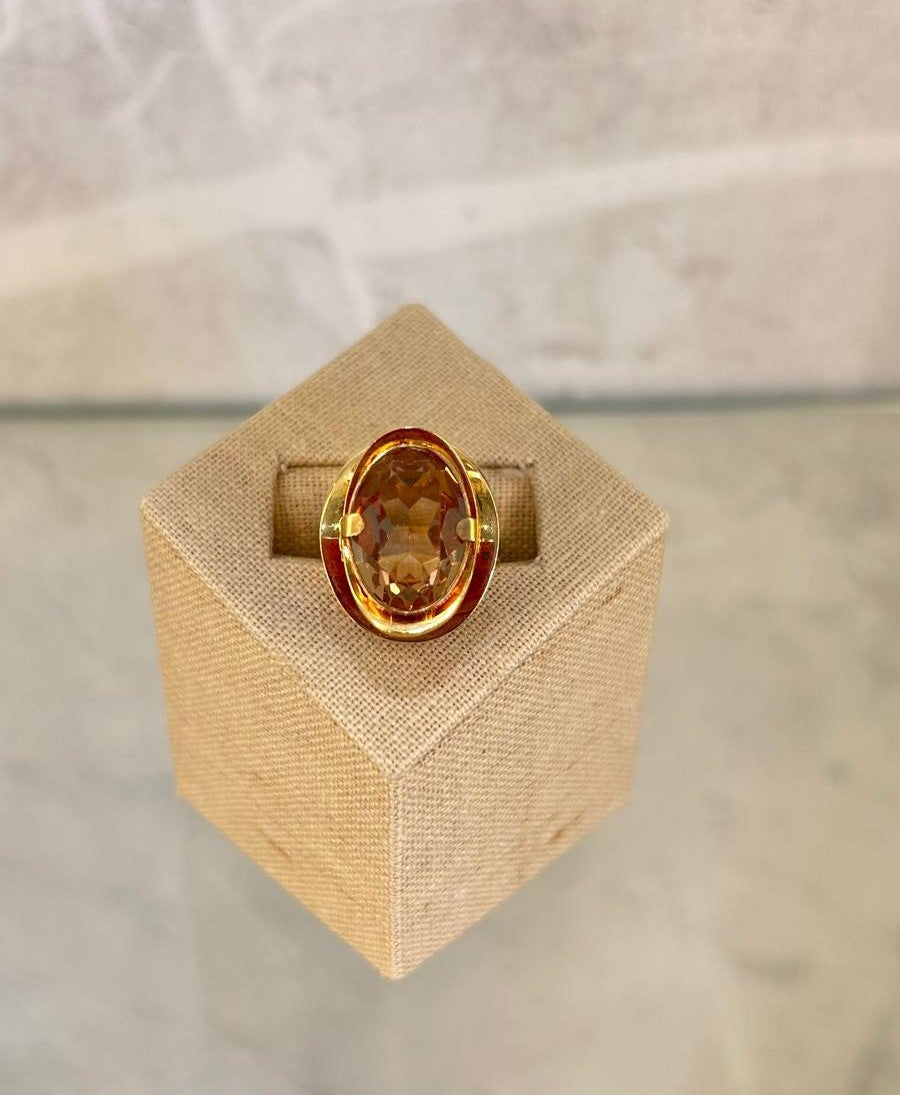 Anillo Oro 18kl con Piedra Marrón