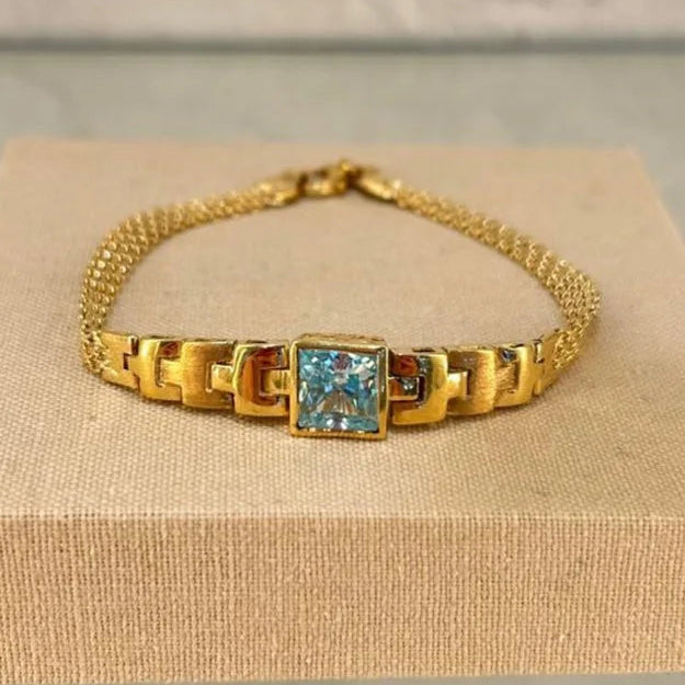 Pulsera Oro 18kl con AguaMarina