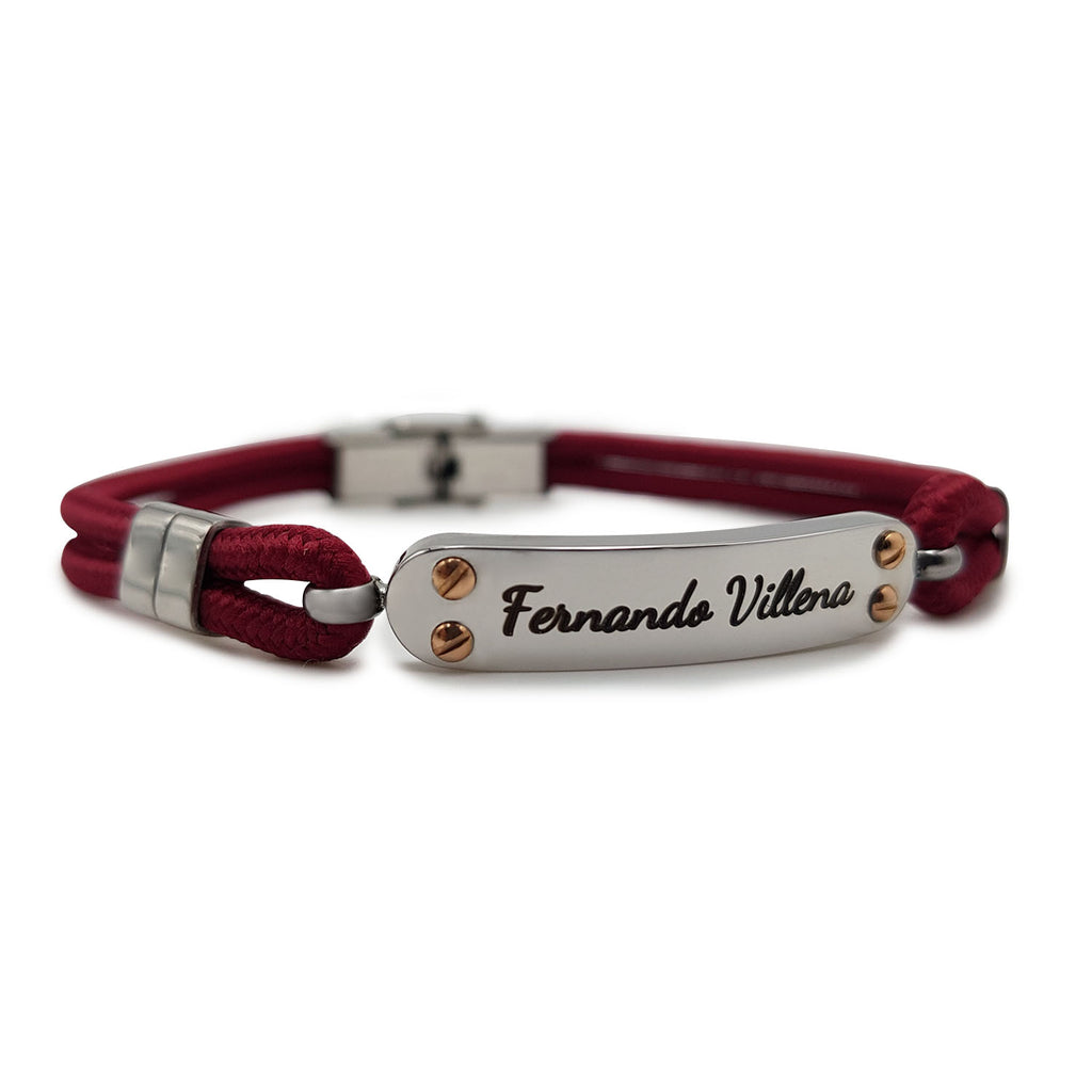 Pulsera Manuel Roja - Acabado Plata (Personalizable)