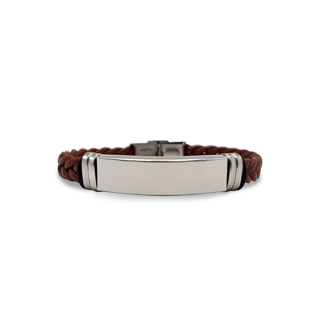 Pulsera Raul Marrón - Acabado Plata (Personalizable)