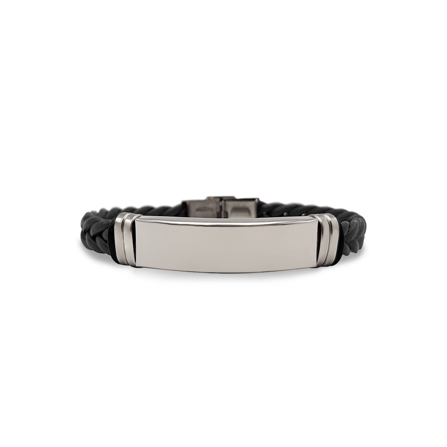 Pulsera Ernesto Negra - Acabado Plata (Personalizable)