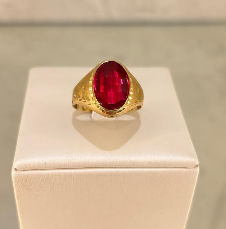 Anillo sello oro 18k rubí