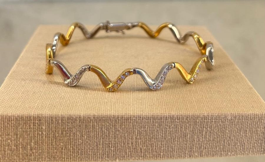 Pulsera oro blanco/amarillo 18k