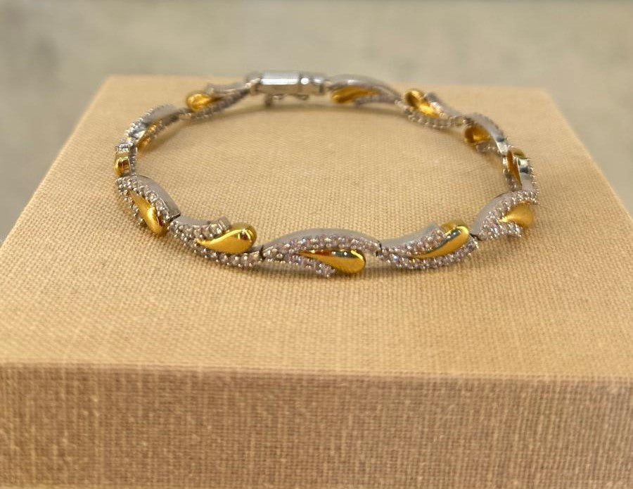 Pulsera oro blanco/amarillo 18k
