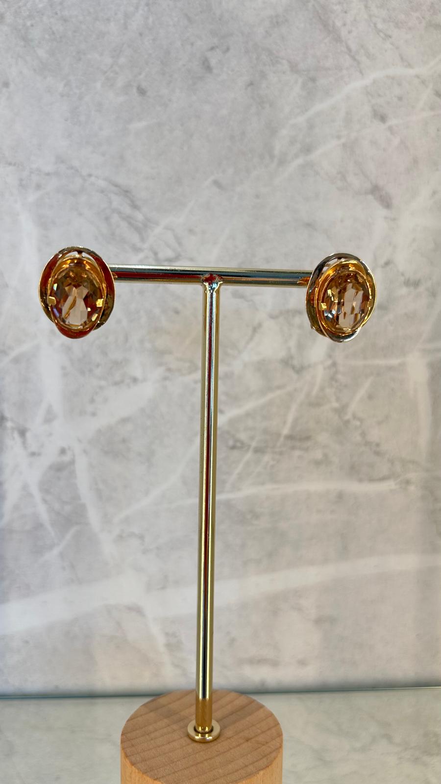 Pendientes Oro 18kl con Circonita Marrón