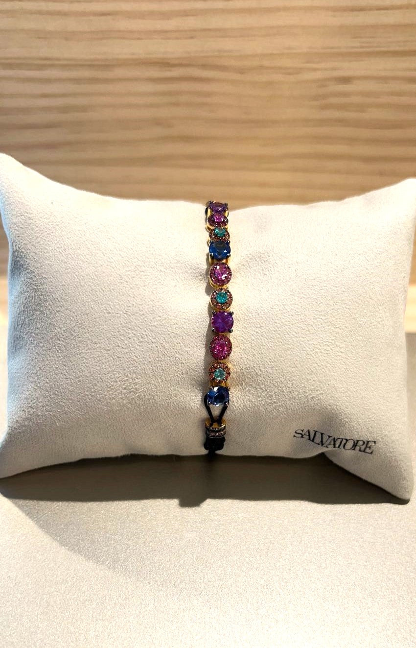 PULSERA DE PLATA CON CIRCONITAS DE COLORES  COLECCION SALVATORE