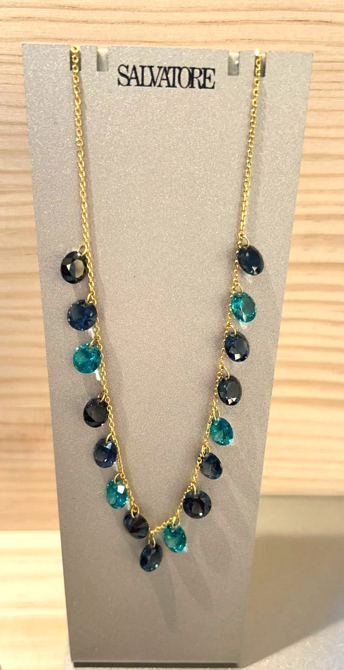 GARGANTILLA DE PLATA CON CIRCONITAS DE COLORES COLECCION SALVATORE