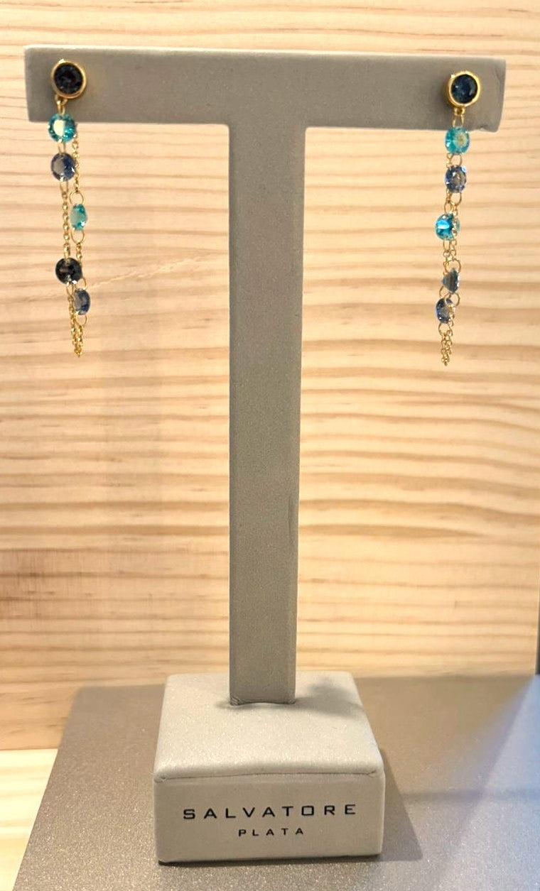 PENDIENTES DE PLATA CON CIRCONITAS DE COLORES COLECCION SALVATORE