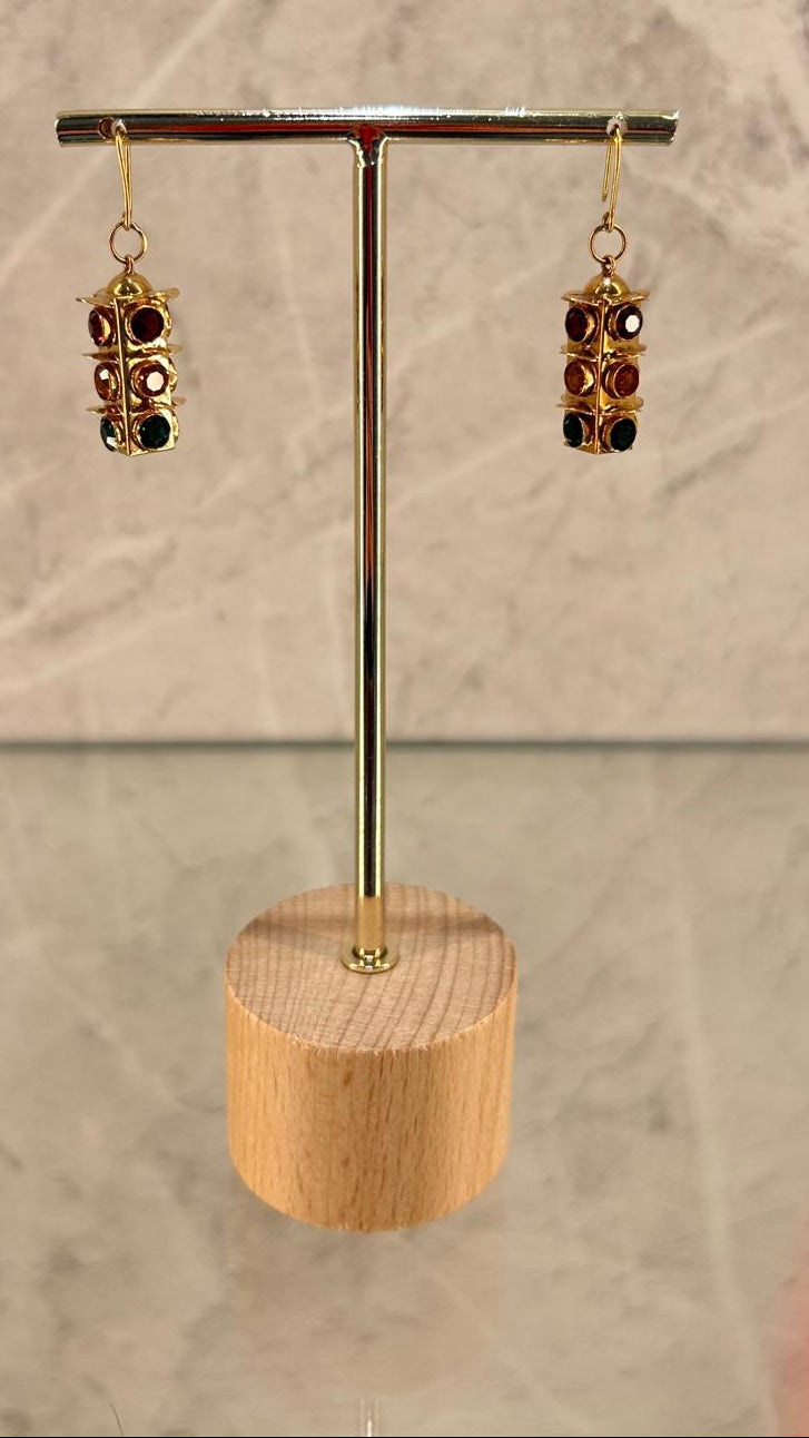 Pendientes oro 18k semáforo multicolor