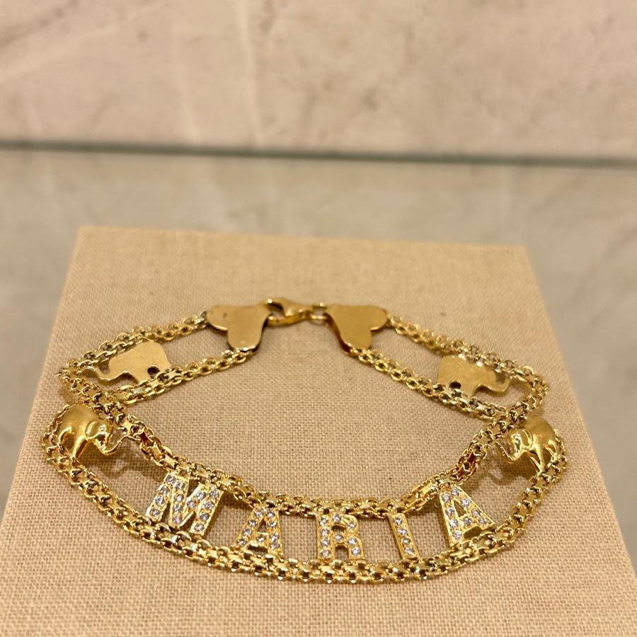 Pulsera nombre maria en oro de 18 kl