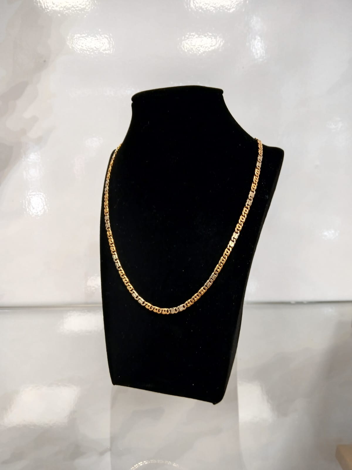 Cadena Bicolor Eslabón Italiano en Oro 18kl