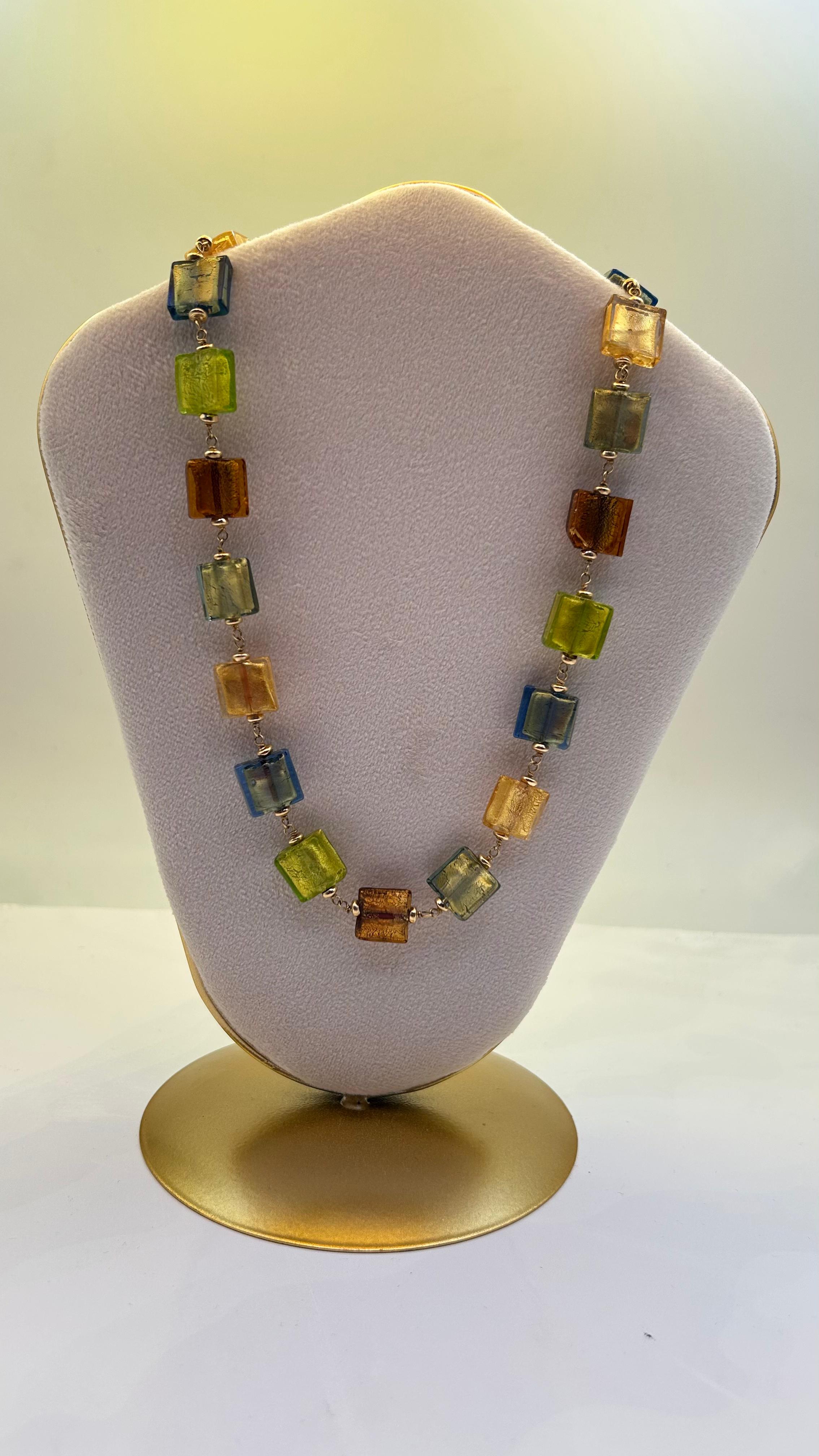 Gargantilla Oro 18kl Cubos Multicolor