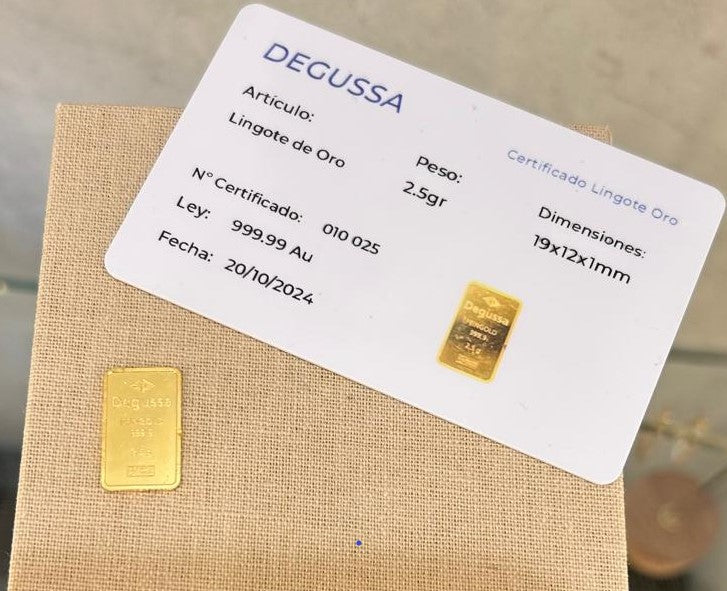 Lingote Certificado  de 2.5gr