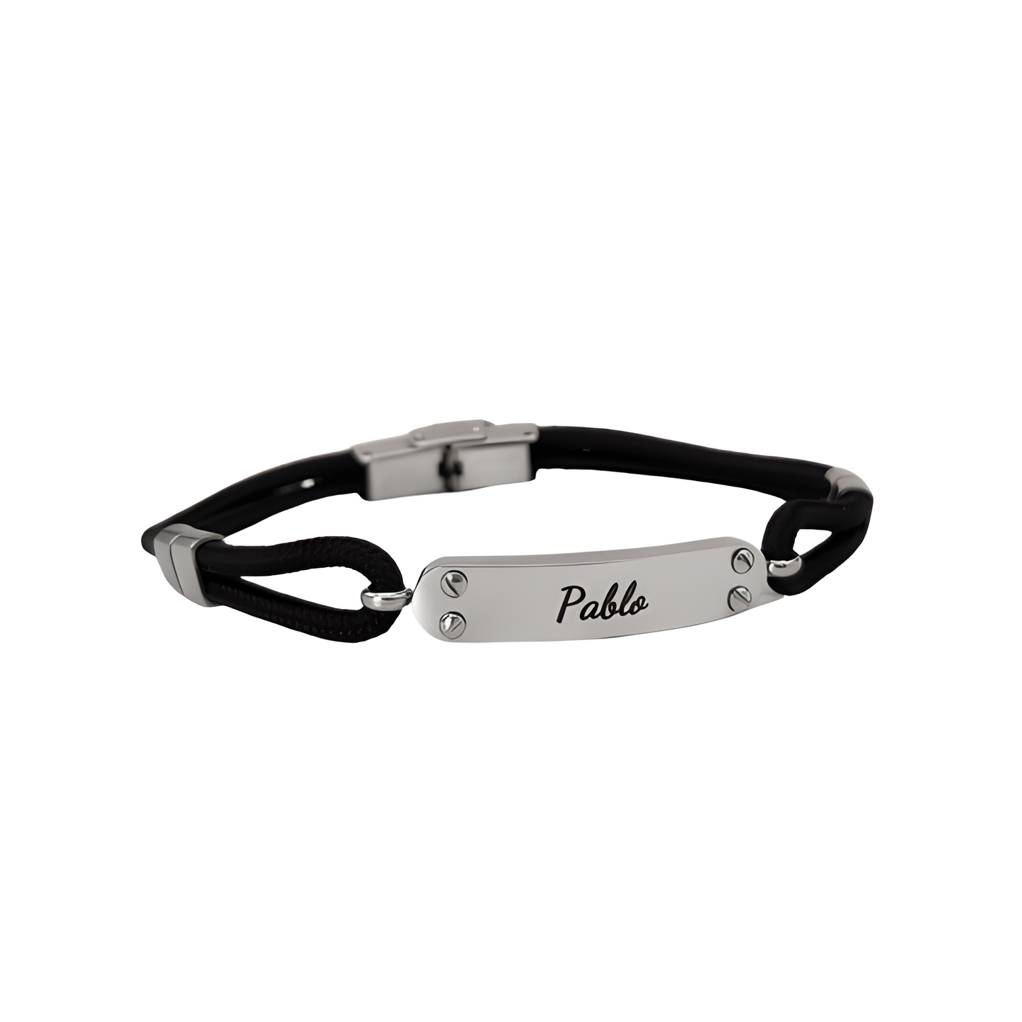 Pulsera Jose Negra - Acabado Plata (Personalizable)